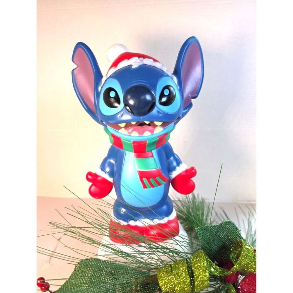 Disney Stitch Christmas Light-Up Blow Mold Holiday Santa Stitch Tested Works